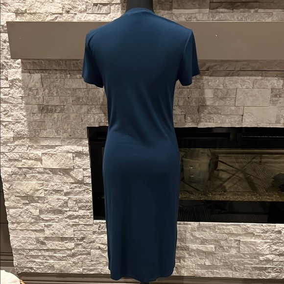 Bordeaux Blue Midi Dress with Side Button design and slit, size Medium - Picture 7 of 11